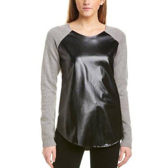 Love8 Faux Leather Front Sweater size Small NWOT - Picture 2 of 9